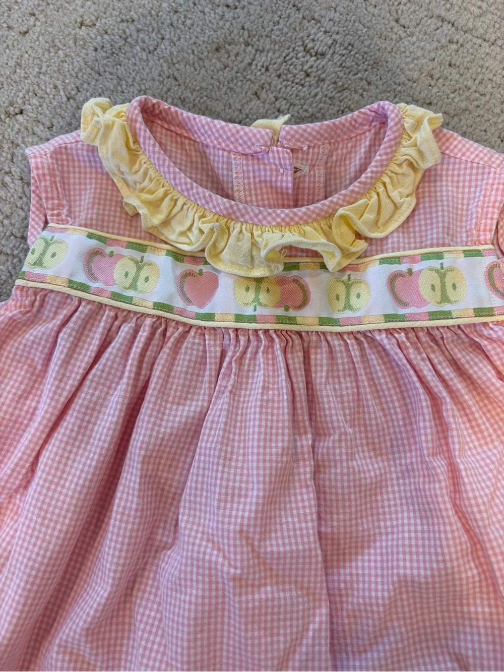 Mary & Grace Baby Girl Pink Yellow Bloomers 2T Classic Set Apples Ribbon gingham